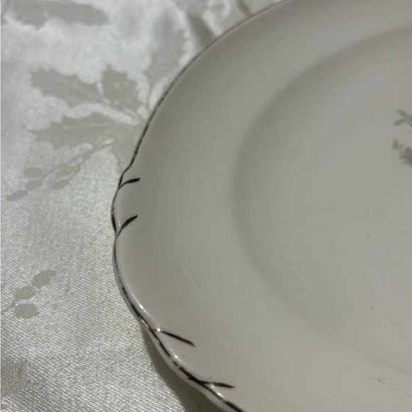 Vintage  Yellow and White Round Serveware Plate with Floral Design - Picture 5 of 9